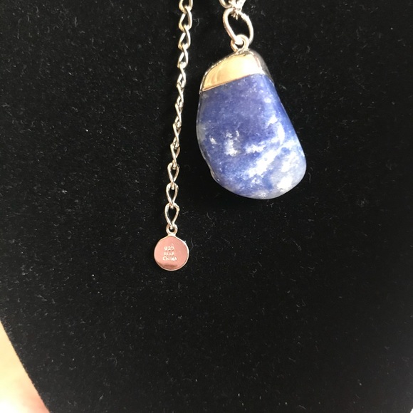 Rocks and Gems Blue Aventurine 925 Silver Necklace - Picture 3 of 11